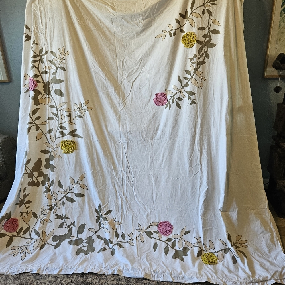 Anthropologie Vintage Ibbie Collection Flower Blooms Duvet Cover King - Picture 1 of 9